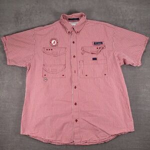 Columbia Alabama Super‎ Bonehead Fishing Shirt Button Up Gingham Check Mens